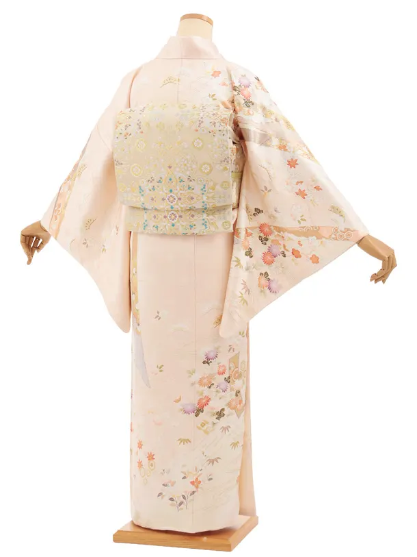 訪問着t1582 薄ピンク 熨斗几帳花