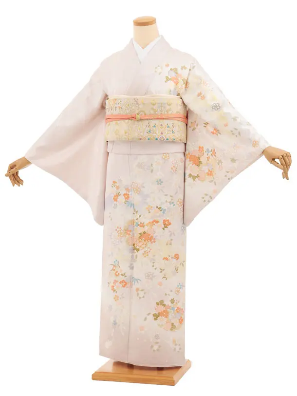 訪問着t1584 薄ピンクパープル 桜に花紋