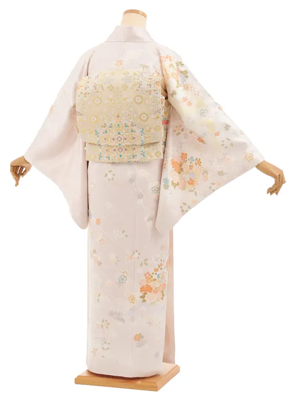 訪問着t1584 薄ピンクパープル 桜に花紋