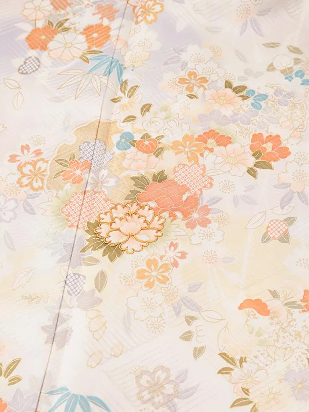 訪問着t1584 薄ピンクパープル 桜に花紋