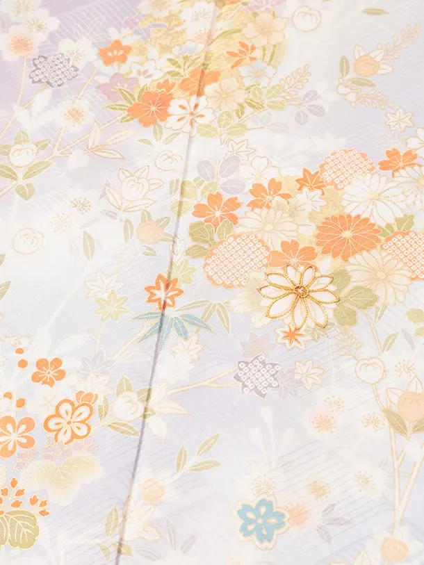 訪問着t1585 薄パープル 花紋桜