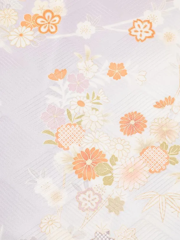 訪問着t1585 薄パープル 花紋桜