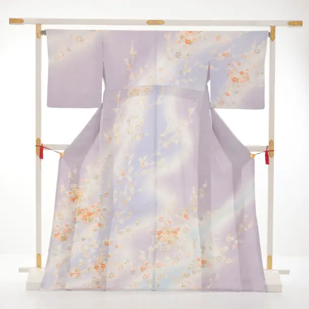 訪問着t1585 薄パープル 花紋桜