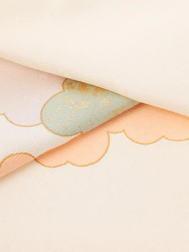 訪問着t1587 藤井寛 クリーム地 源氏雲重ね