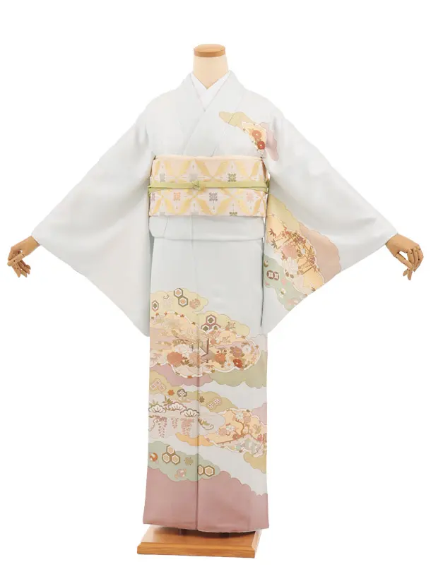 訪問着t1588 藤井寛 淡水色 春秋風景