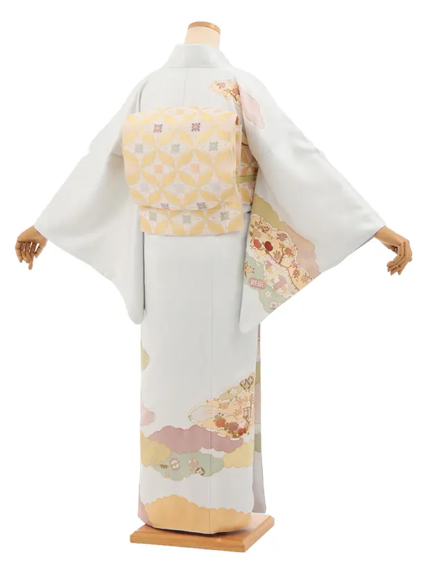 訪問着t1588 藤井寛 淡水色 春秋風景