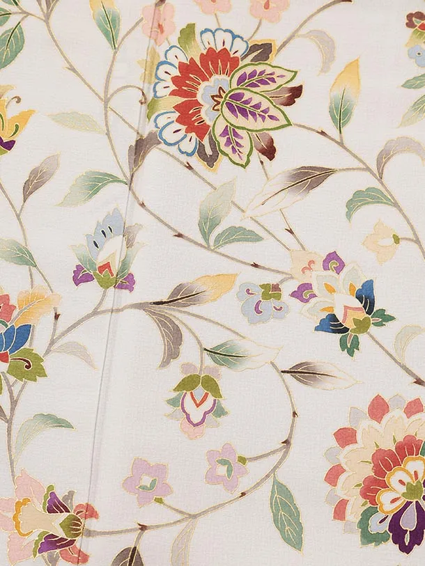 訪問着t1590 岡重 淡グレー 唐花文様