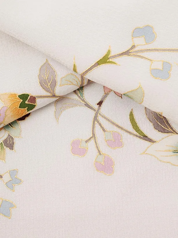 訪問着t1590 岡重 淡グレー 唐花文様