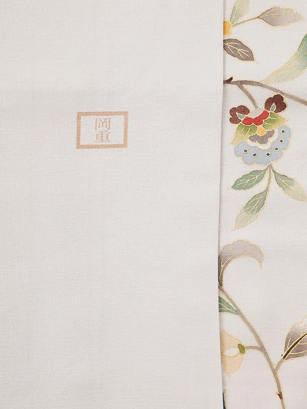 訪問着t1590 岡重 淡グレー 唐花文様