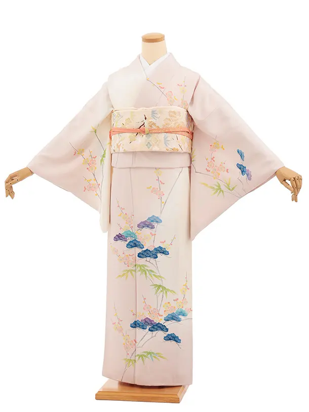 訪問着t1591 清染居 上野街子 ピンクぼかし 松竹梅文様