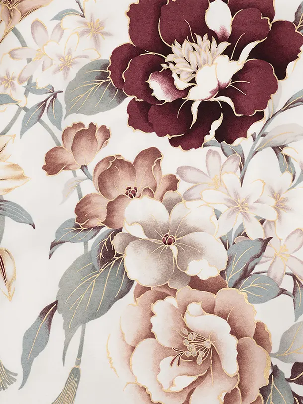 訪問着t1604 白地 まりにぼたん花