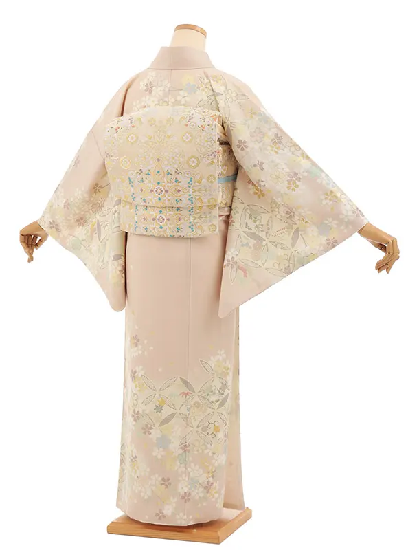 訪問着t1606 JAPAN STYLE ピンクベージュ 七宝に桜