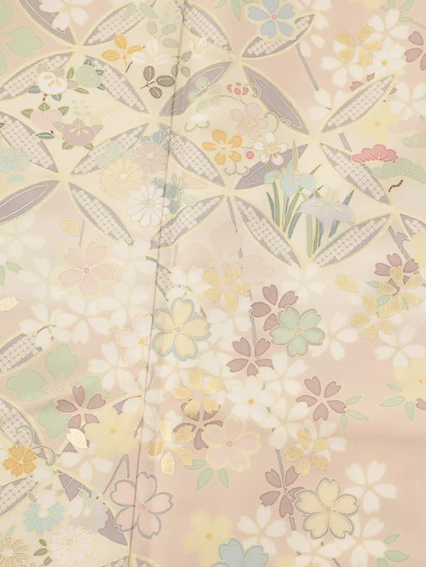 訪問着t1606 JAPAN STYLE ピンクベージュ 七宝に桜