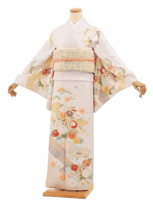 訪問着tｔ1610(トールサイズ) 淡ピンク 桜菊にまり