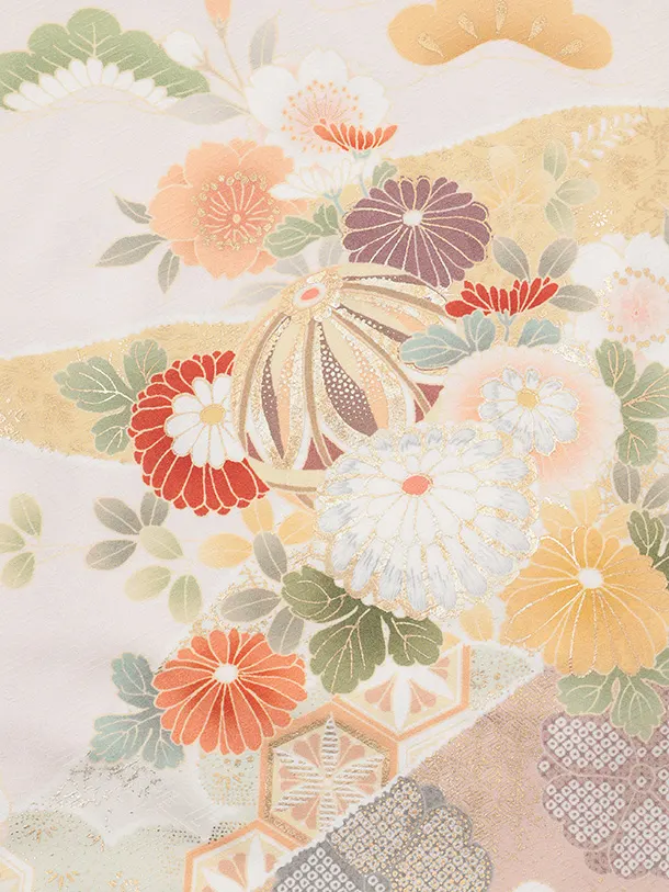 訪問着tｔ1610(トールサイズ) 淡ピンク 桜菊にまり