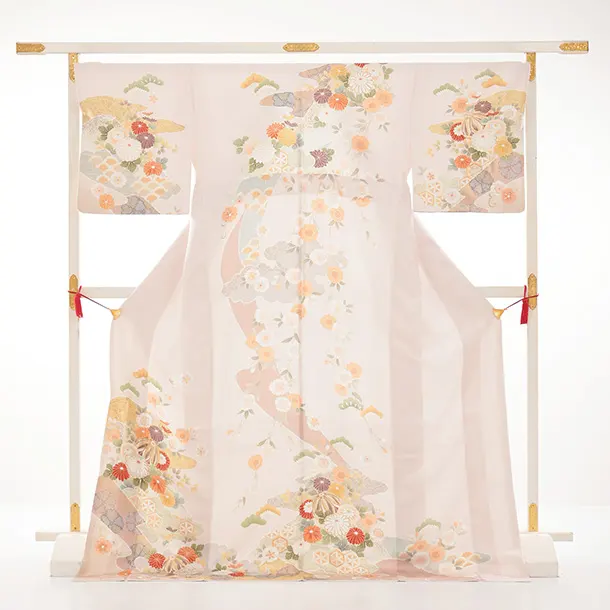 訪問着tｔ1610(トールサイズ) 淡ピンク 桜菊にまり