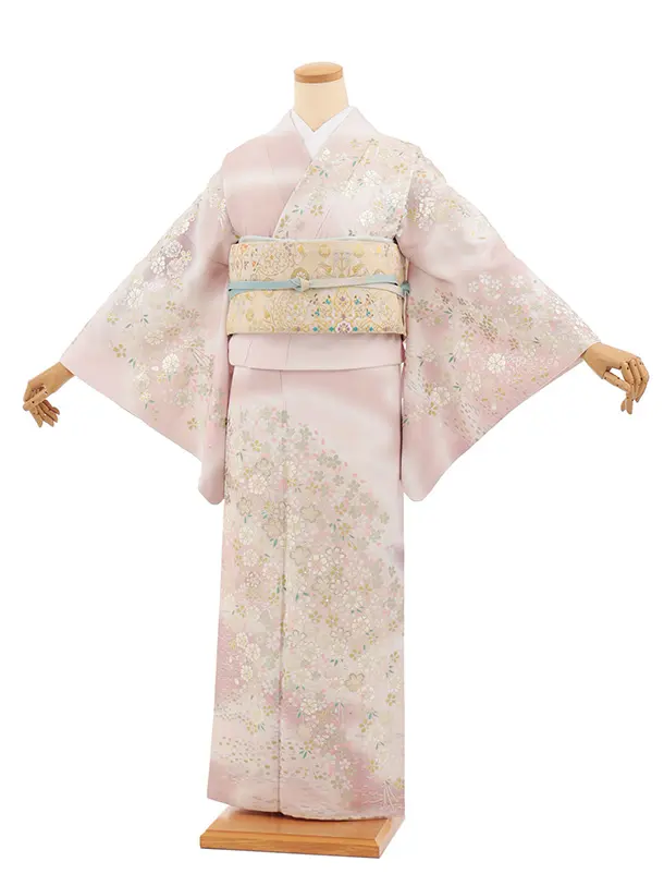 訪問着t1613 桂由美 ピンクぼかし 桜