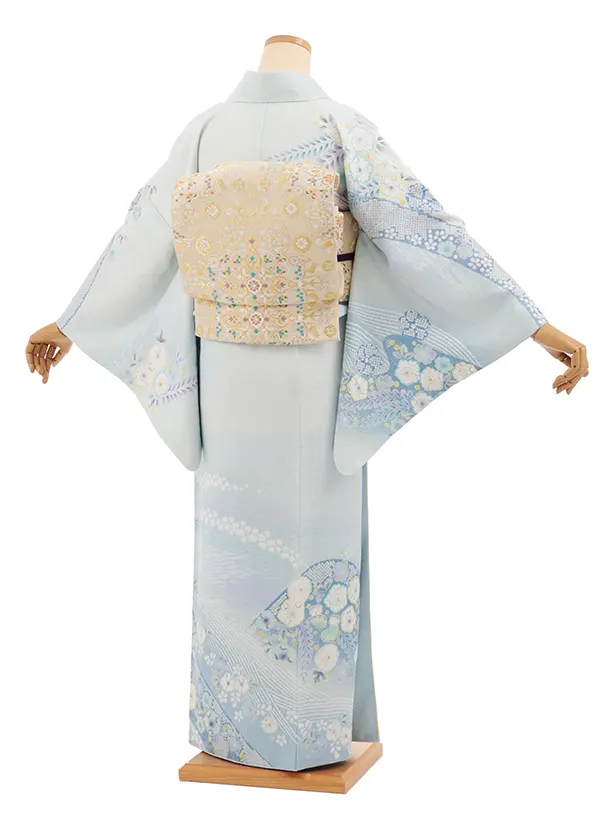 訪問着t1614 桂由美 ペールブルー 辻が花調