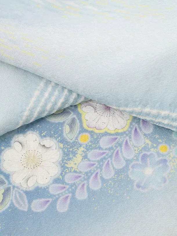 訪問着t1614 桂由美 ペールブルー 辻が花調