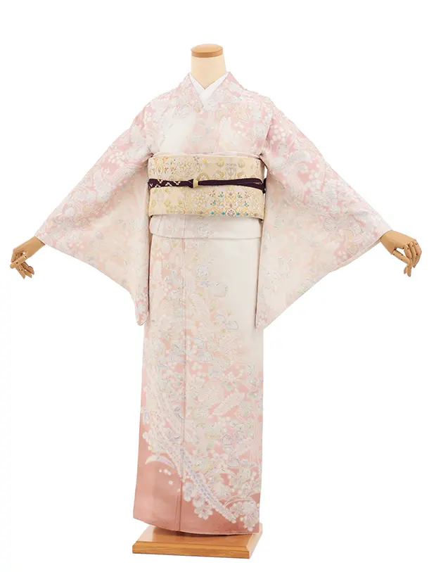 訪問着t1615 桂由美 ピンク白ぼかし 辻が花調