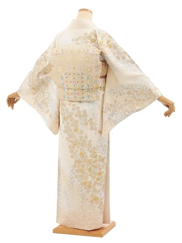 訪問着t1616 桂由美 クリームベージュ 金銀彩 桜