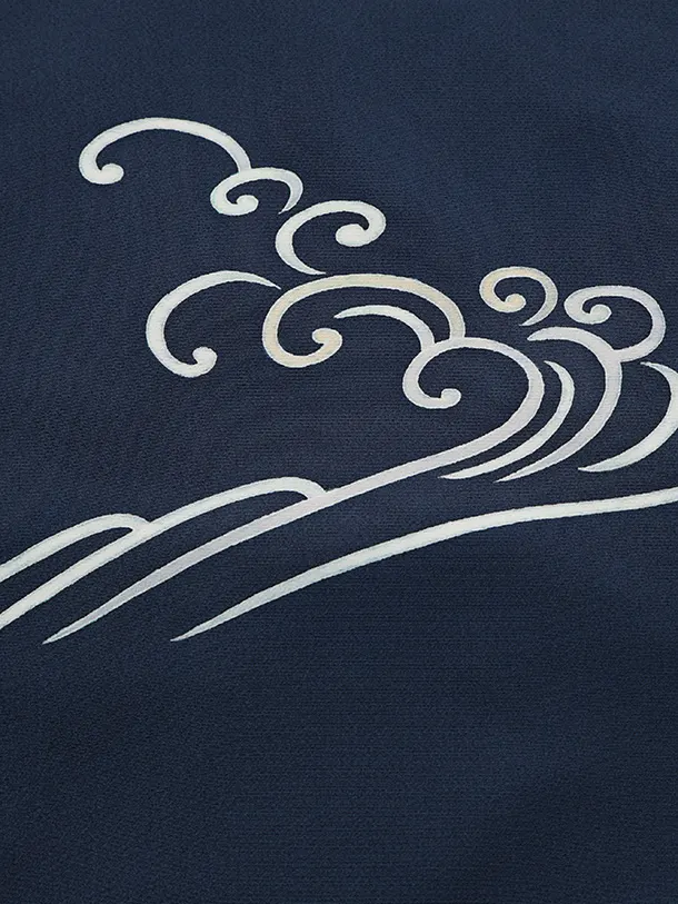 訪問着t1621 清染居 上野街子 紺地 松に波頭