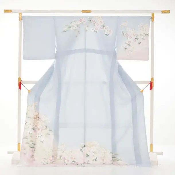 訪問着tｔ1625(トールサイズ) 式部浪漫 ペールブルー 菊花雪輪