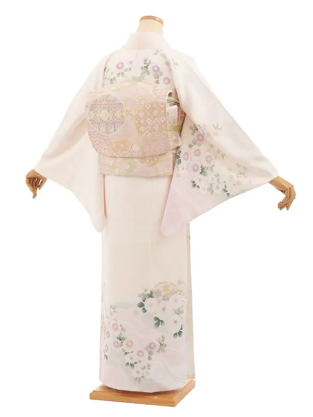 訪問着tｔ1629(トールサイズ) 式部浪漫 クリームピンク 菊花雪輪