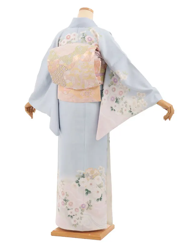 訪問着t1635 式部浪漫 ペールブルー 菊花雪輪