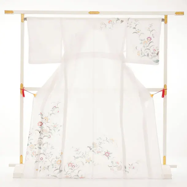 夏訪問着 単衣 1656 アイボリー 花唐草