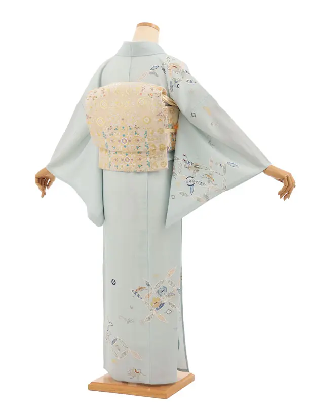 夏訪問着 単衣 1658 ペールミント 七宝に吉祥文様