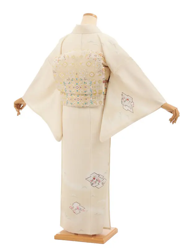 夏訪問着 単衣 1659 クリームベージュ 松皮菱