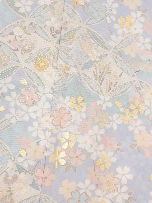 夏訪問着 絽 t1661 JAPAN STYLE パープルブルー 七宝桜