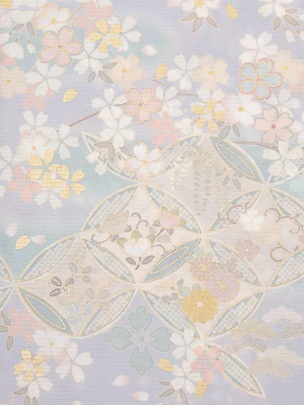 夏訪問着 絽 t1661 JAPAN STYLE パープルブルー 七宝桜