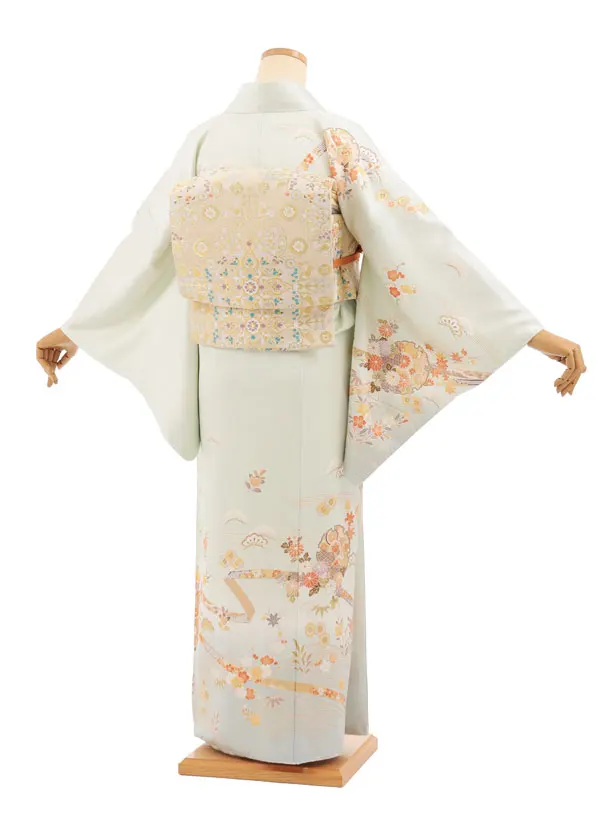 訪問着t1674 ヒワ色 雪輪  四季花