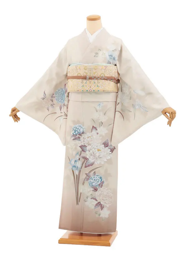 訪問着tｔ1678(トールサイズ) ベージュぼかし四季花