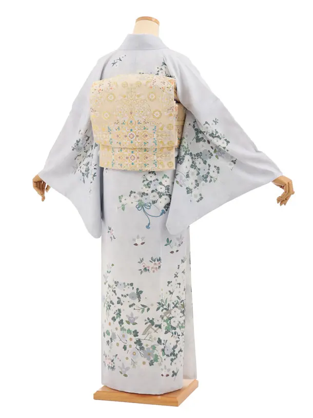 訪問着tｔ1679(トールサイズ) アイスブルー 貝桶に花