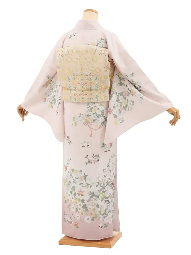 訪問着tｔ1680(トールサイズ) ピンク 貝桶に花