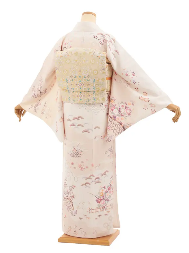 訪問着tｔ1683(トールサイズ) ピンククリーム 花 いかだ
