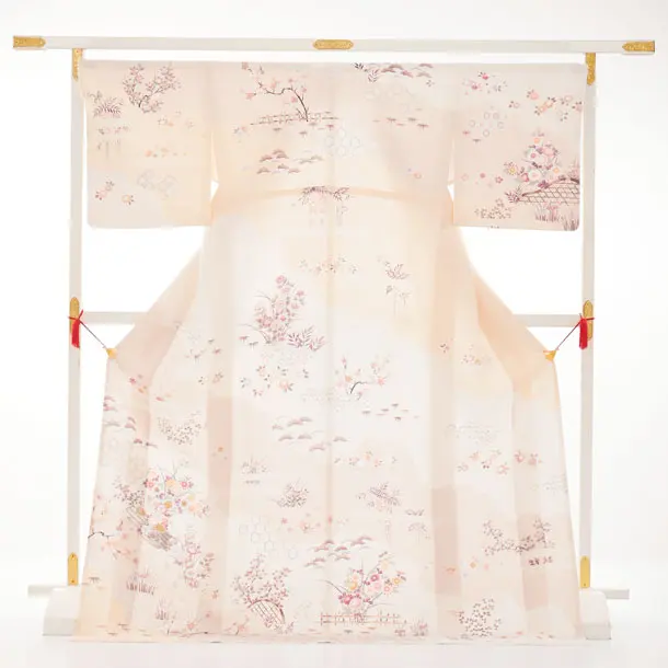 訪問着tｔ1683(トールサイズ) ピンククリーム 花 いかだ