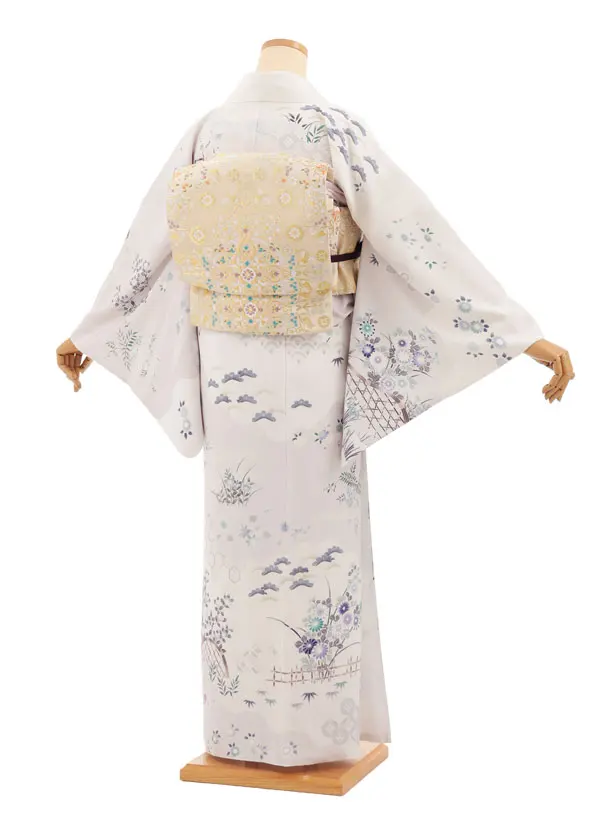 訪問着tｔ1684(トールサイズ) グレー 花 いかだ
