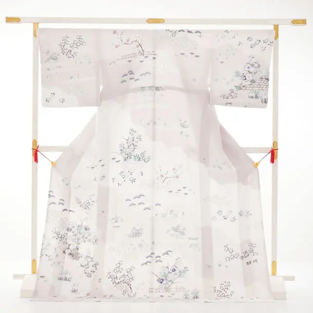 訪問着tｔ1684(トールサイズ) グレー 花 いかだ