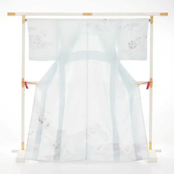 訪問着t1690 アイスブルー 雪輪に花