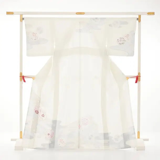 訪問着t1692 クリームベージュ 雪輪に花