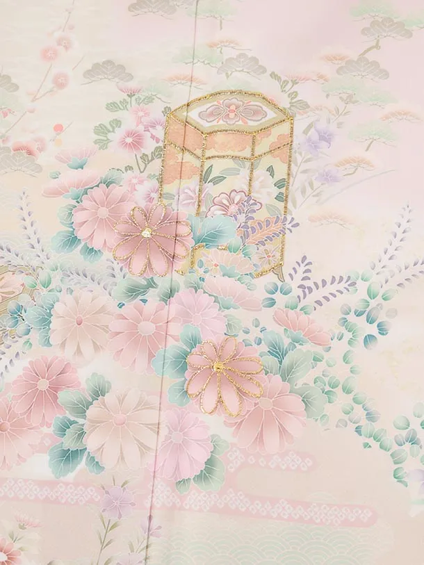 訪問着t1695 ピンク 貝桶 小花
