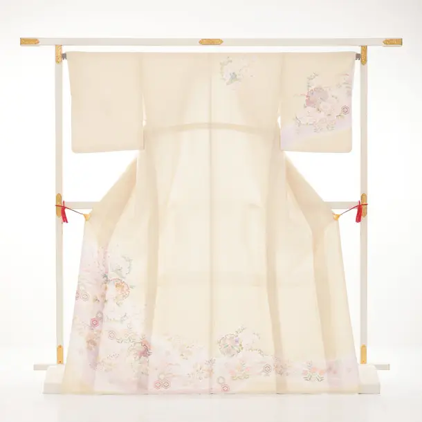 訪問着t1701 クリームベージュ  宝菊 道長