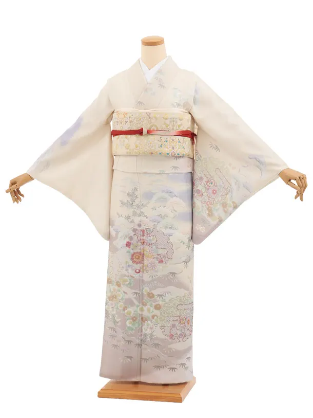訪問着t1702 ベージュ  茶や辻