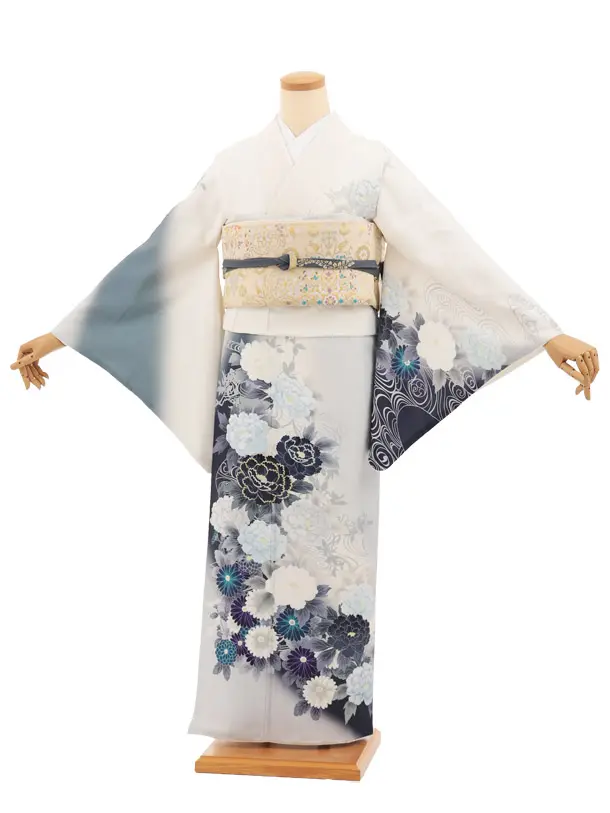 訪問着t1706 クリーム  菊と牡丹