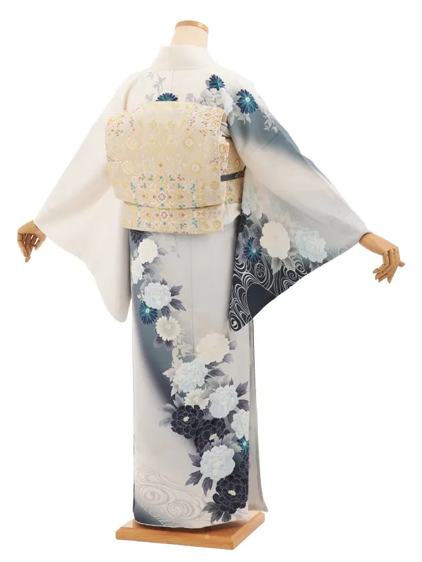 訪問着t1706 クリーム  菊と牡丹