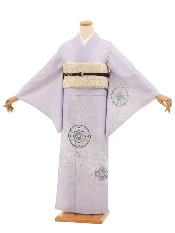 訪問着t1707 ラベンダー  古鏡唐花